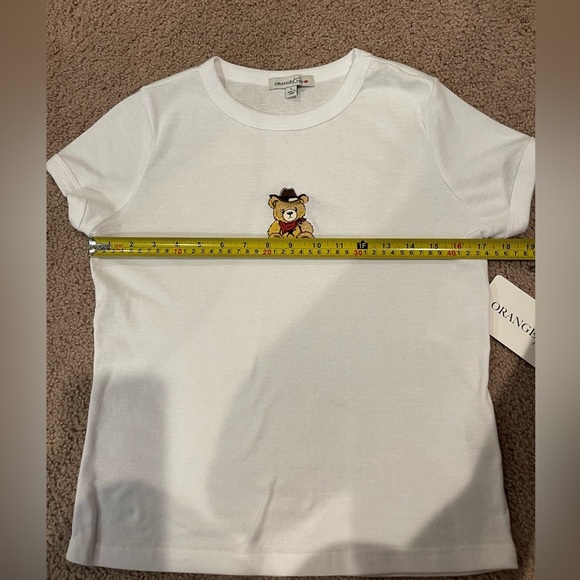 ORANGE KISS White Crewneck Short Sleeve Tee - Picture 5 of 9